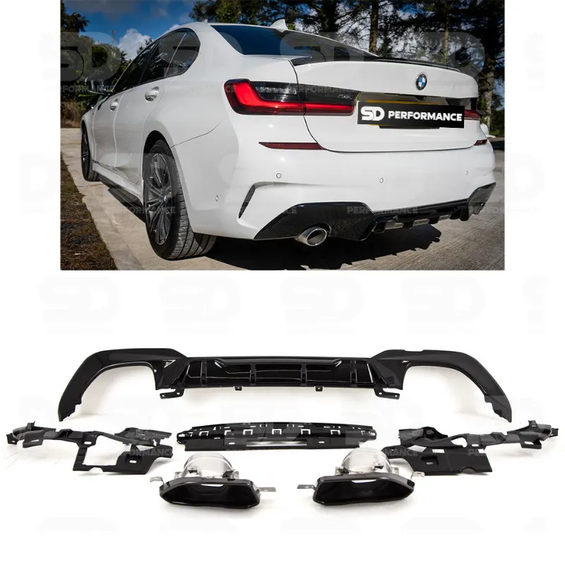 BMW G20 Rear Bumper Diffuser Spoiler M Performance Gloss Black