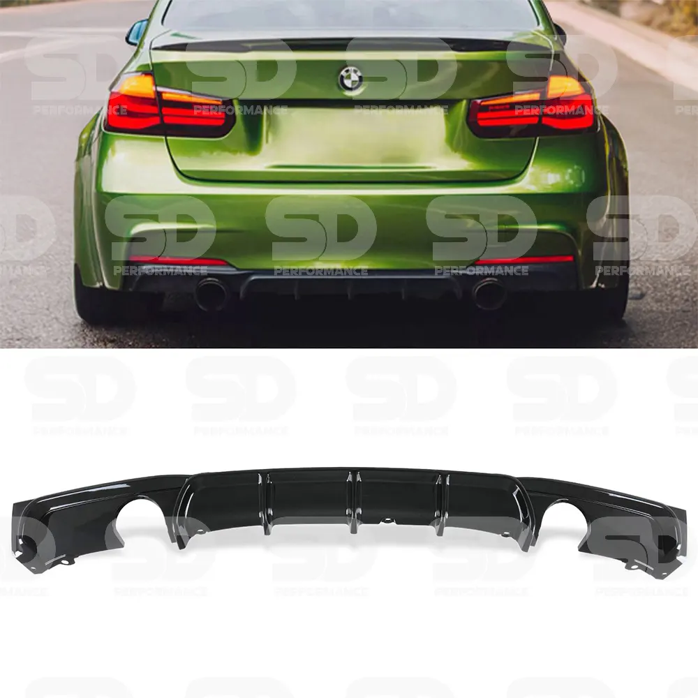 BMW 3 Series F30 F31 M Sport Rear Bumper Diffuser Dual Exhaust Gloss Black